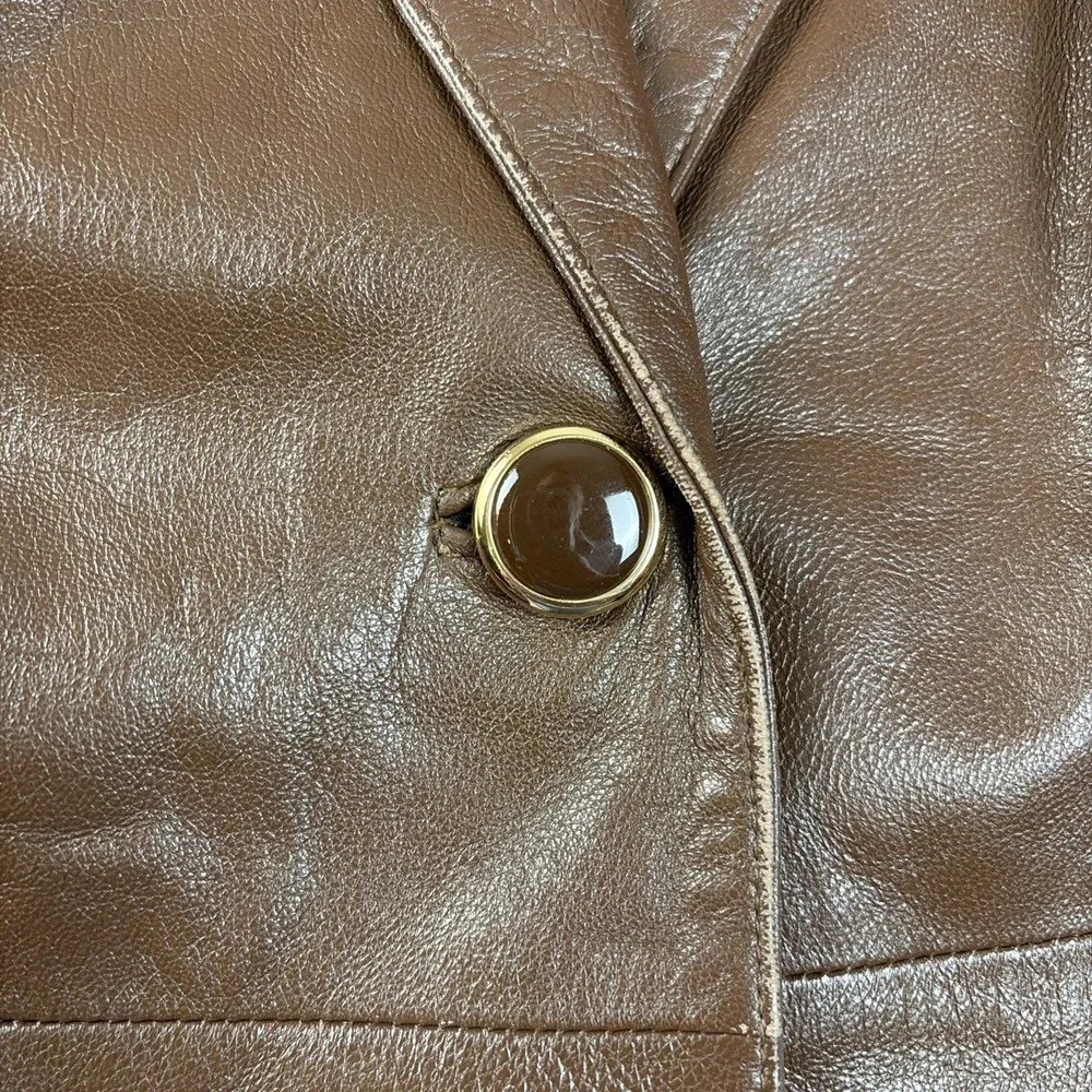 Vintage Lord & Taylor Women's 8 Brown Lamb Leather Blazer Jacket - Picture 7 of 13